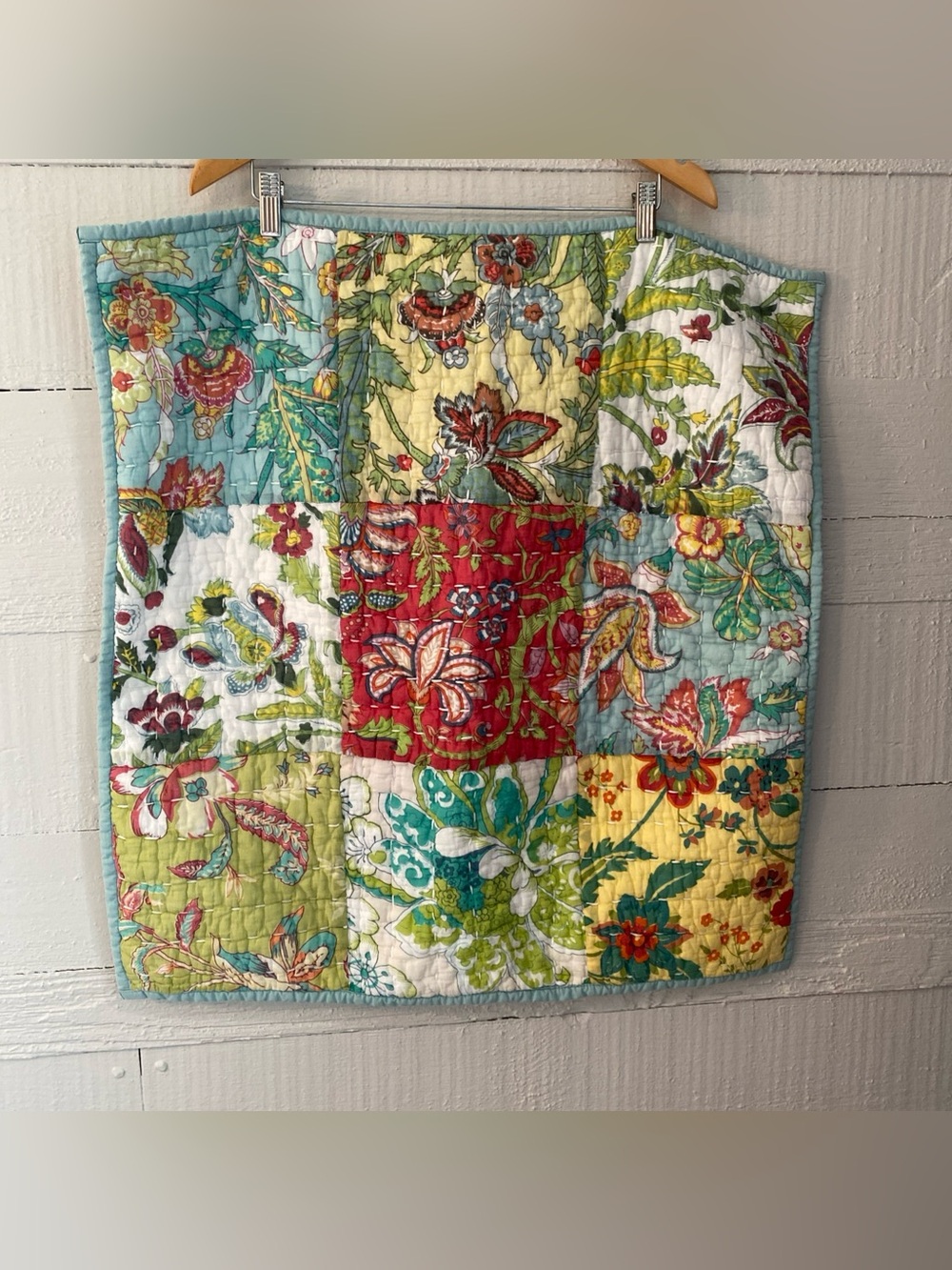 Pier 1 Imports Euro Shams Set Of 2 Patchwork Boho Cottage Whimsical Garden 26”